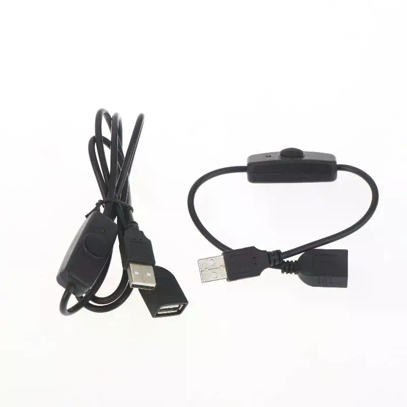 30/100cm USB Extension Cable With ON OFF Switch LED Indicator For USB Fan LED Lamp Data Sync USB 2.0 Extender Cord