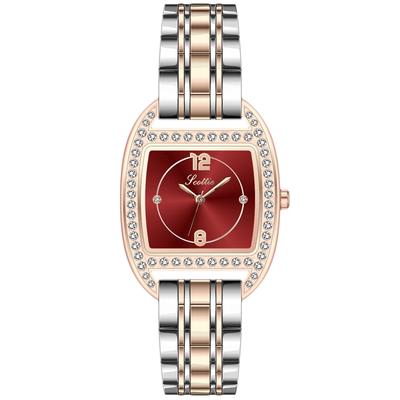 RORIOS Ladies Square Mesh Elegant Red A Watch, Face, Waterproof, Diamond, Sparkling, Quartz, Band, Watch, Casual, Commuting, School,