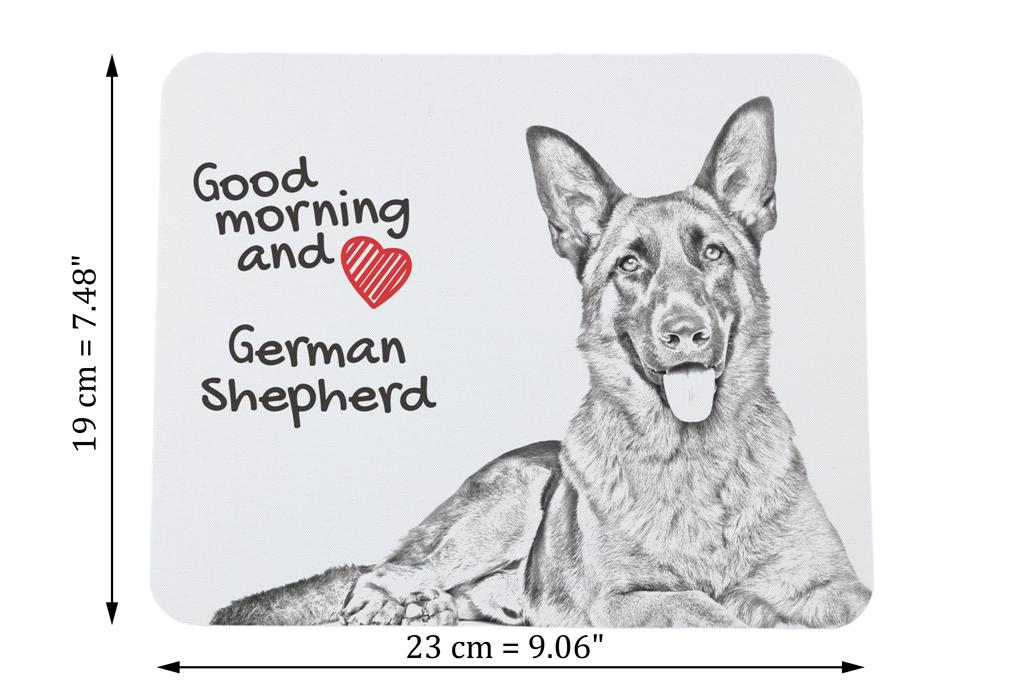 German Shepherd Dog, Alsatian Wolf Dog - mouse pad with print, personalized dog-themed mouse pad, unique gadget for an office worker by Art-Dog brand