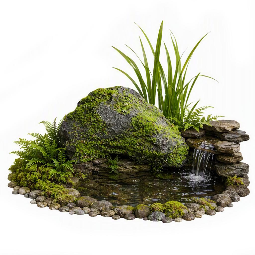 Outdoor Garden Bed Edging Decor Artificial Moss Faux Landscape Stone Fake Realistic Boulder Light