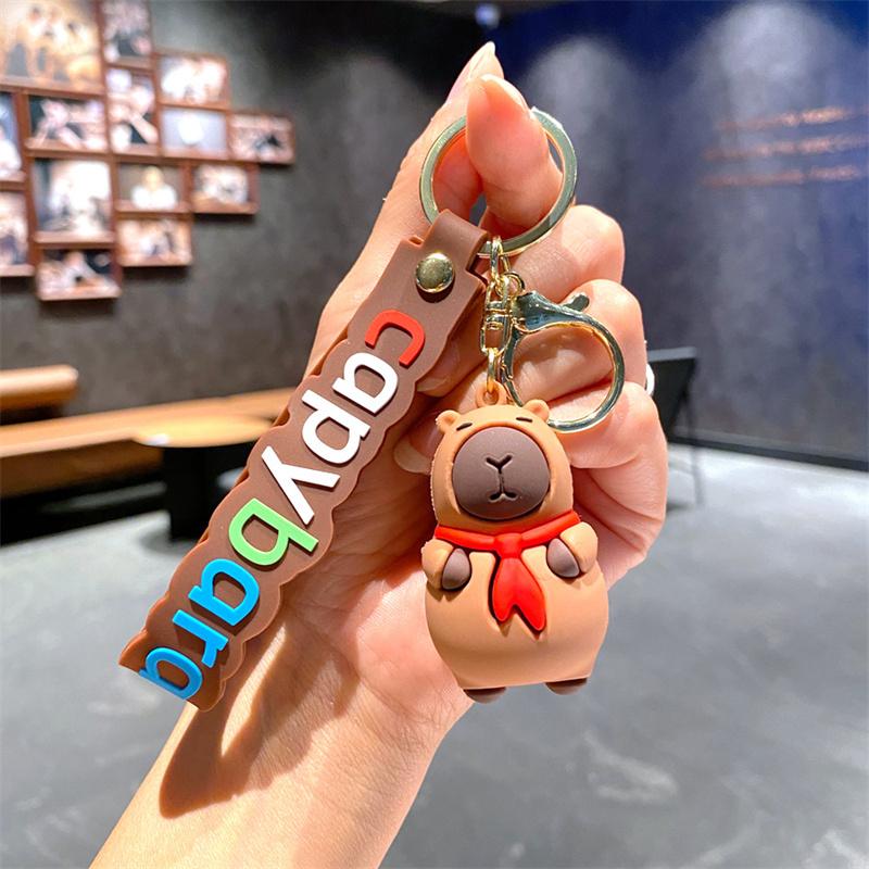 Cute Creative Capybara Doll Keychain Pendant Cartoon Kawaii Doll Car Keychain Exquisite Backpack Hanging Decorations Gifts