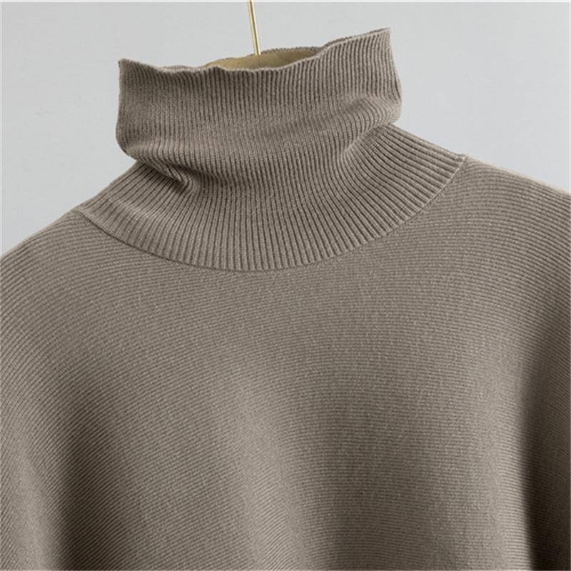 Women's Autumn And Winter Fashion Two Piece Set  High Neck Cape  Knitted Sweater  Wide Leg Pants Temperament Set