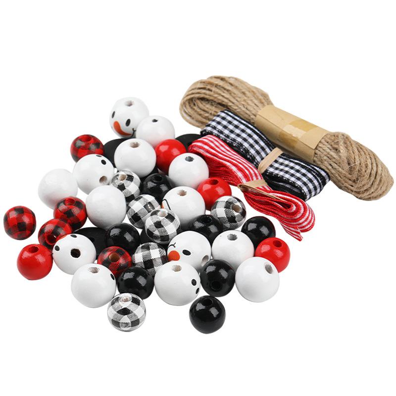 

Рождественский снеговик, набор деревянных бусин, рождественские украшения, изготовление браслета, ожерелья, деревянные бусины, клетчатые разделительные бусины, комбинация