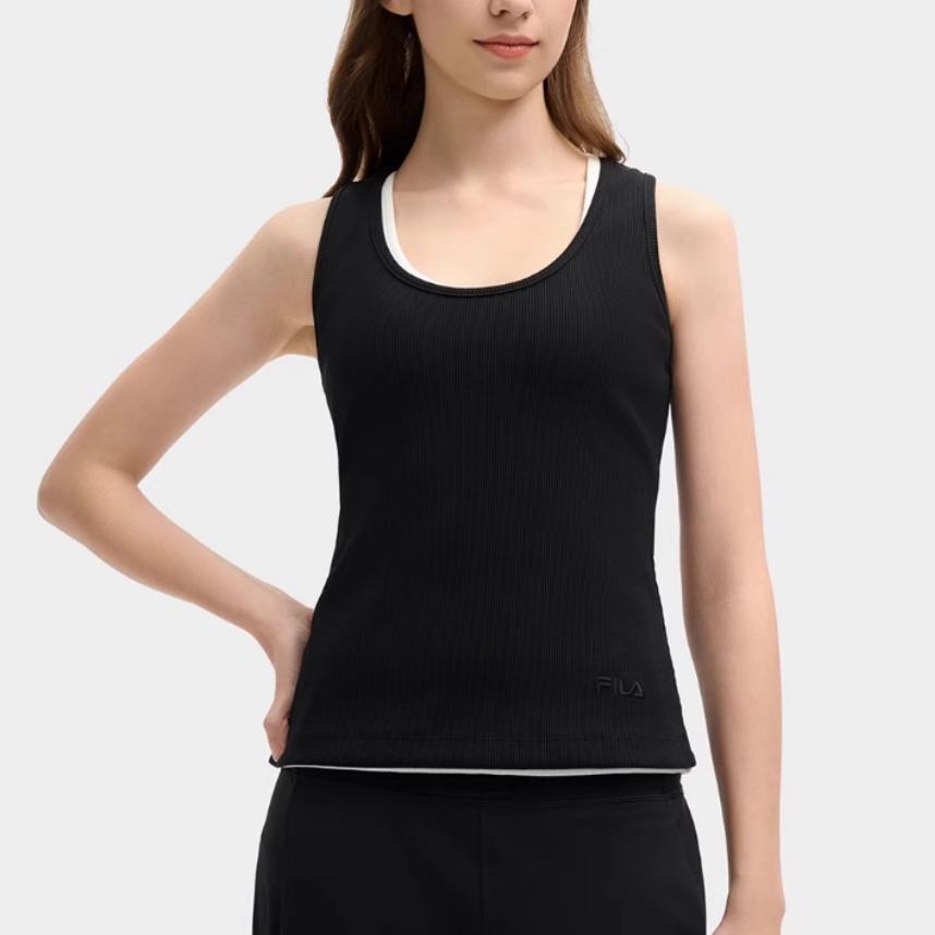FILA Original Fashion Casual Simple Knit Sleeveless Vest Women tops Black F51W529103F-BK