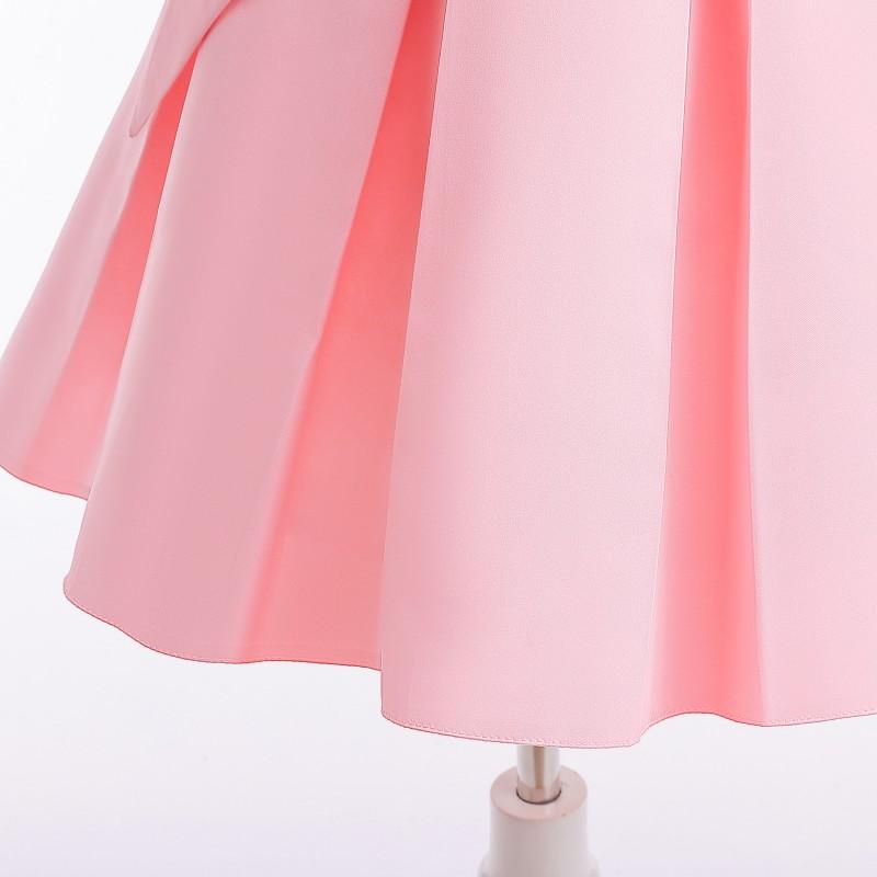 Girls One Shoulder Dress Solid Color Princess Party Kids 3-8 Years