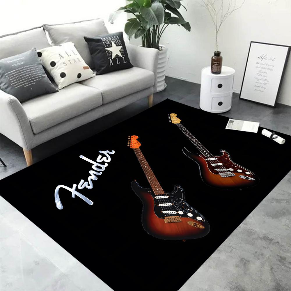 Classical Guitar Electric Guitar Bass Area Rug,Carpet Rug for Living Room Bedroom Sofa Doormat Decor,Kid Game Non-slip Floor Mat