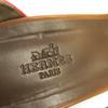 Great HERMES Sandals Leather Ankle Strap Wedge Sole Orange Leather Women 38 Used