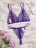 Women Floral Sexy Lingerie Set, Open Chest Bra And Crotchless Thong Sets, See Through Erotic Clothing, Valentine's Day Gift