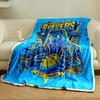 Timeless Teen Wolf Beacon Beavers Poster Blue Throw Blanket, Hygge Style Blanket for Cozy Evenings, Soft Knit Throw for Bed and Sofa