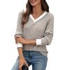 2025 Autumn and Winter New V-neck Loose Long-sleeved T-shirt Tops for Women