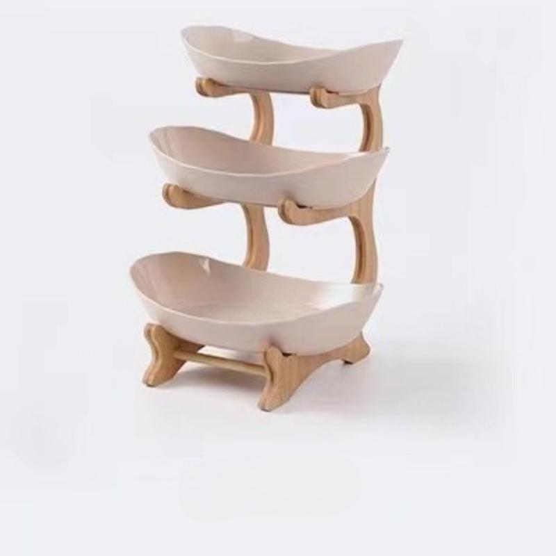 Wooden 3-Tier Fruit and Vegetable Basket with Wooden Legs - Versatile Kitchen Organizer for Fruits, Vegetables, and Iced Food