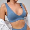 Dame med dyp V-hals Sportsundertøy Ring uten stål Løping Fitness Yoga BH Polstrede Tank Topper Vest Bralette Crop Top Bh