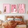 Large French Pink Coquette Wall Arts, Leopard, Femina, BABY Word Prints Posters, Minimalism Fashion Canvas Painting, NO Frame
