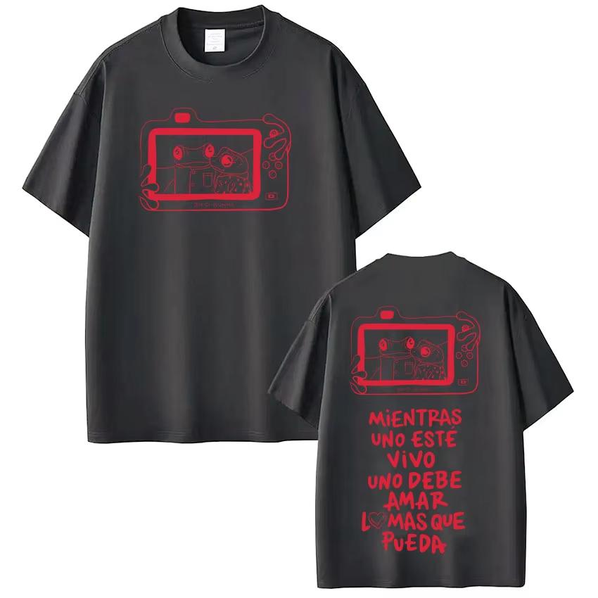 Rapper Bad Bunny 2026 Tour Printed T-Shirt, Unisex Loose Hip Hop Y2K T-Shirt, High-quality Cotton Casual Top for Summer T-shirt