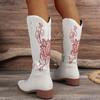 Plus Size Women Embroidered Chunky Heel Knee High Riding Boots