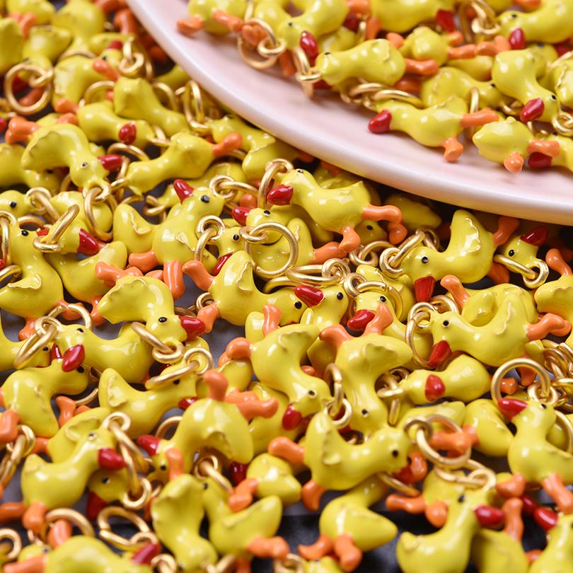 6Pcs Sale Cute Fruit Animal Charm Strawberry Mushroom Duck Food Pendants For Jewelry Making Supplies Diy Bracelets Keychain