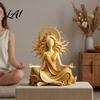 Rustic Interior Decorations Meditating Sun Goddess Resin Statue Yoga Spiritual Figurine Boho Zen Home Office Decor Style Desktop Ornament