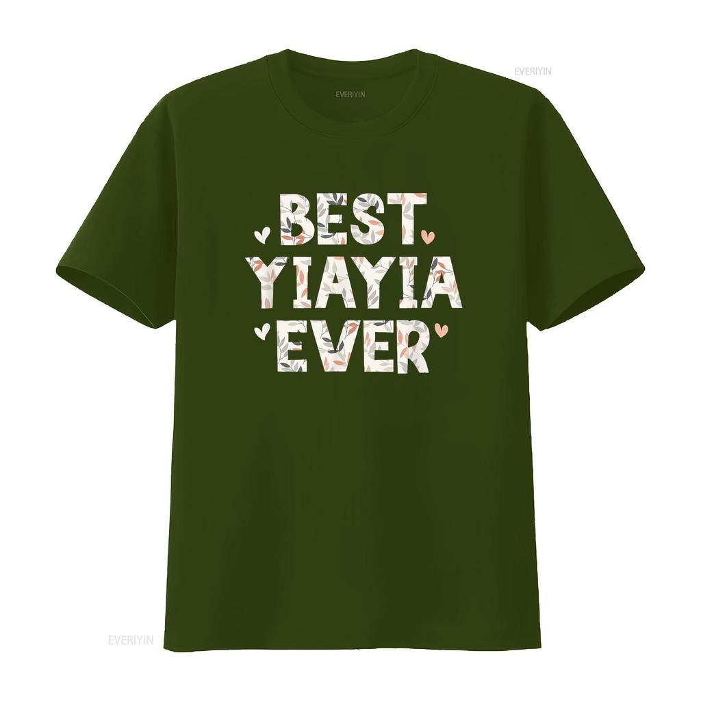 Best YiaYia Ever Floral Family Love Hearts Yia T Shirt Vintage Washed Breathable Stylish Streetwear Stretched Homme Graphic