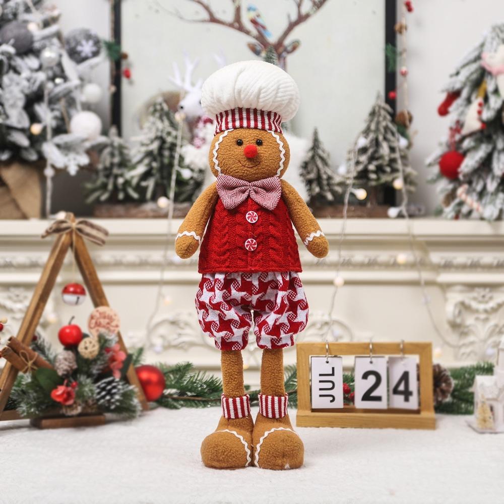 Christmas Decoration Telescopic Gingerbread Man Doll DIY Xmas Tree Decor Chef Hat Gingerbread Man Home Table Decor