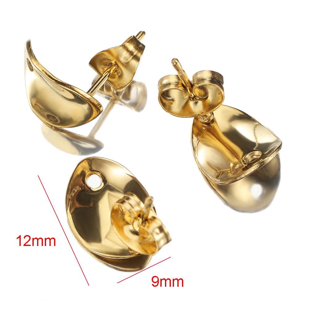 10pcs Stainless Steel Ear Studs Smooth Surface Dangle Earring Base with Hole for Pendant DIY Jewelry Making Accessories Supplies