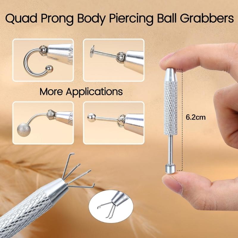 Set di Pinze Strumenti per Piercing Gioielli per il Corpo in Acciaio Inossidabile per Anelli per Orecchio Naso Labbra con Perni a Vite e Senza Filettatura