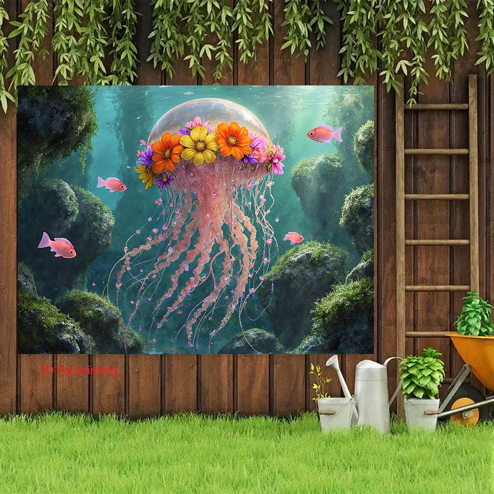 2D plane, watermelon pattern in the depths of the ocean, suitable for family gatherings, polyester fiber