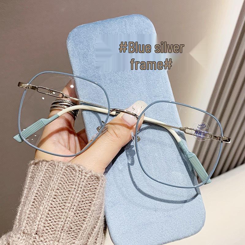 2055 Women's Ultra-Light Color-Changing Transparent Glasses, Trendy Large Slim Frame in Cold Tea Color