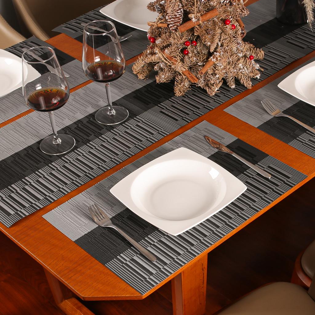 6Pcs Table Mat W/ Coaster Set Non-Slip Bowl Pad Washable PVC Heat-resistand Dining Table Placemats Modern Home Party Decoration