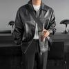 Leather Jacket Men's Spring and Autumn Korean Style Loose and Trendy Workwear Lapel Motorcycle Leather Jacket