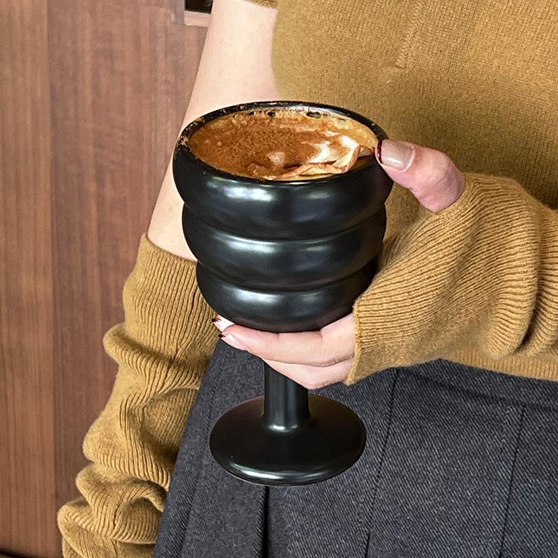 Retro Style Tall Coffee Cup Men'S And Women'S Banquet Stacking Circle Ceramic Cup Casual Party