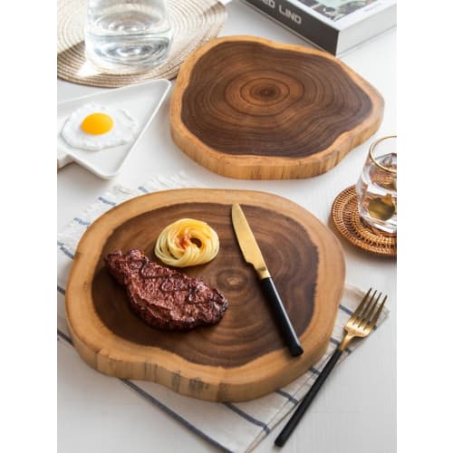 Wooden Cutting Board, Double-Sided, Convenient, Irregular Thickness, for Meat, Vegetables, Fruits, and Baking, Round, Antibacterial, Thick, Lightweigh