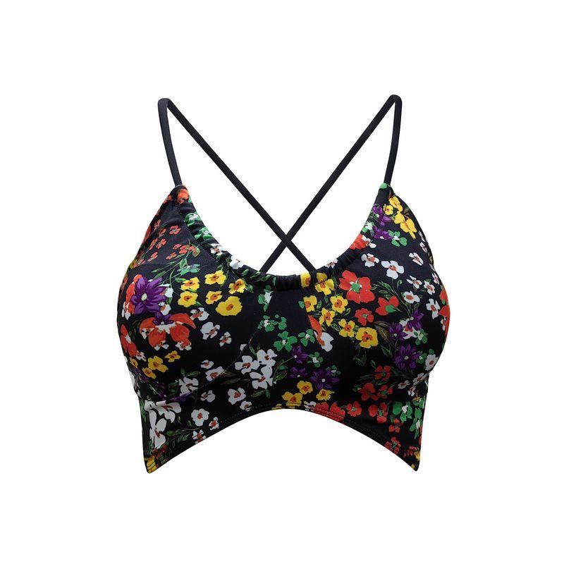 Foreign Trade Integrated Thin Drawstring Sports Underwear Women Yoga Beauty Back Cami Outer Wear Print Fitness Bra Top