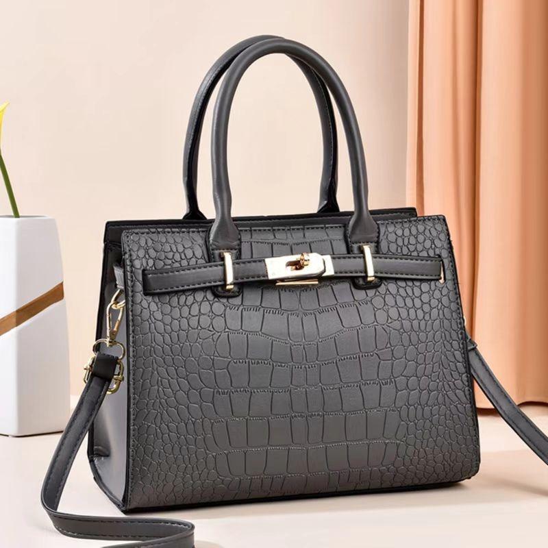 New Stone Pattern Solid Color Simple Large Capacity Setting Single Shoulder Oblique Span High Texture Women's Bag Women's Bag