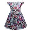 European And American Children'S Skirts Halloween Horror Night Children'S Dresses Short Ruffle Sleeves Girls Clothes Round Neck Evening Dresses