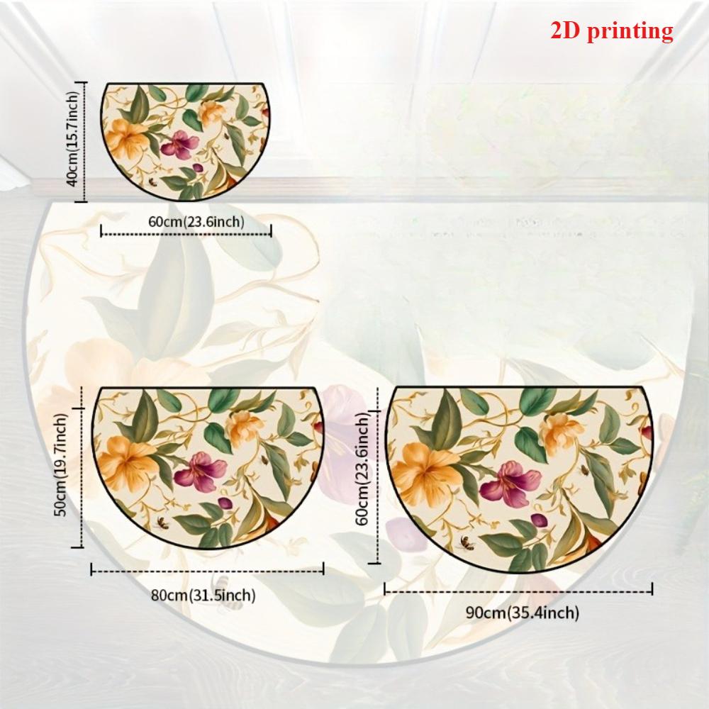1Pcs Creative Theme Semi Circle Welcome Doormat Non-Slip for Outdoor Patio Porch Kitchen Bathroom Entryway Floor Mat