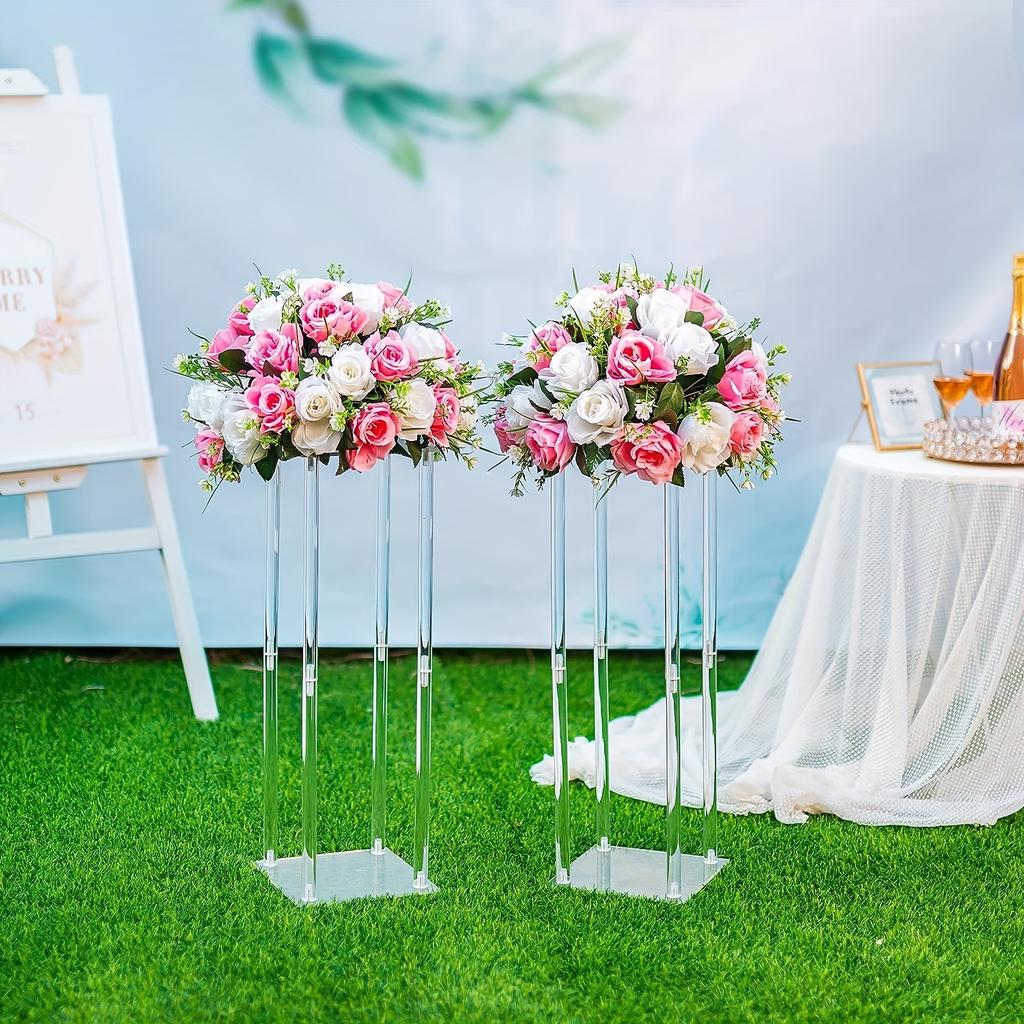 2-piece Acrylic Square Frame Flower Stand, Shelf, Wedding Party Decoration, Home Decoration, Christmas Halloween Decoration