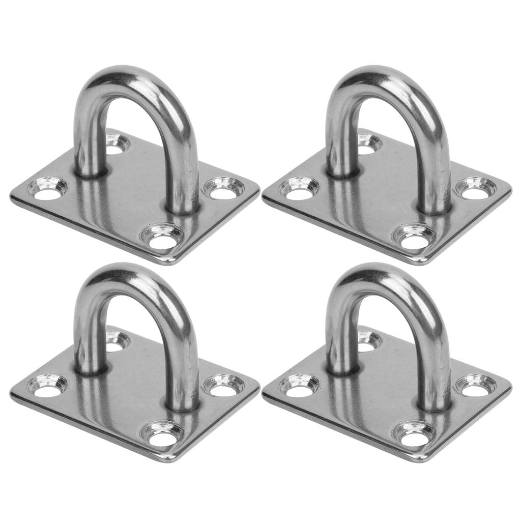 M8 4 Holes Stainless Steel Fixed Eye Plate Hook Loop UShaped Ceiling Wall Mount Hanger