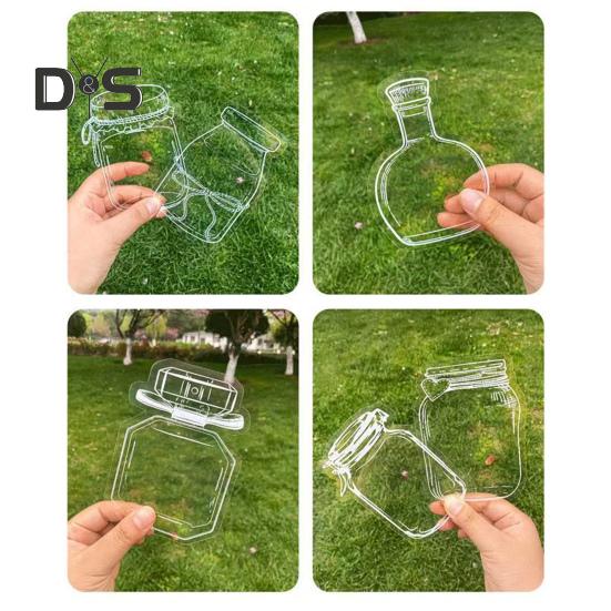 20/100 Pcs DIY Transparent Dried Flower Bookmarks Clear Pressed Flower Bookmarks with Tassels Self-Adhesive Jars Stickers