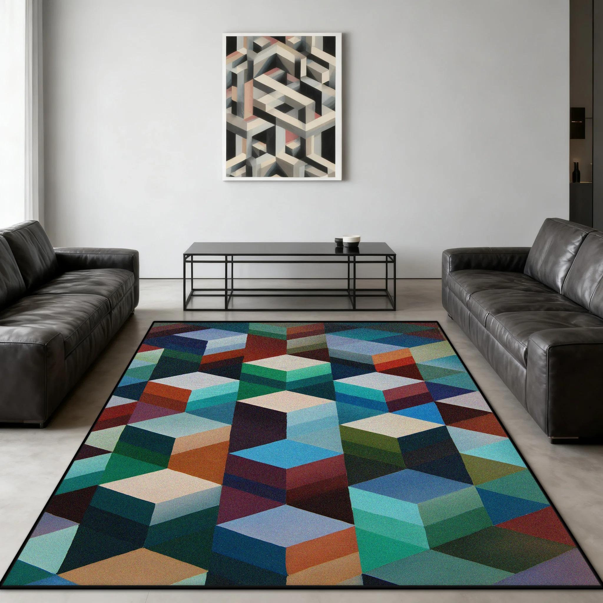 

Modern Geometric Carpet Mat Abstract 3D Illusion Cubes Lines Home Decoration Rug Minimalist Living Room Sofa Area Decorative M 1p40x60x1cm