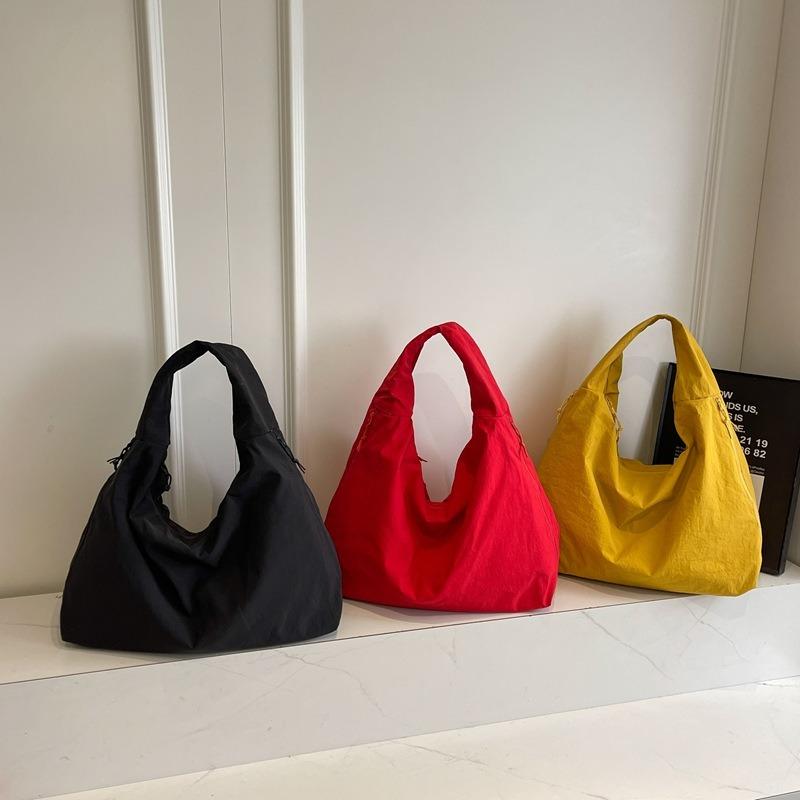 Shoulder bag large-capacity shopping bag new solid color simple nylon bag travel bag casual cloth bag