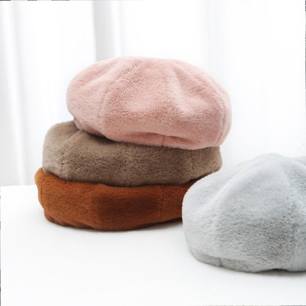 Plush Painter Caps Keep Warm Octagonal Hat Vintage Women Berets  Winter