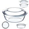Small Heat-Resistant Dish with Lid for Baking Round Glass