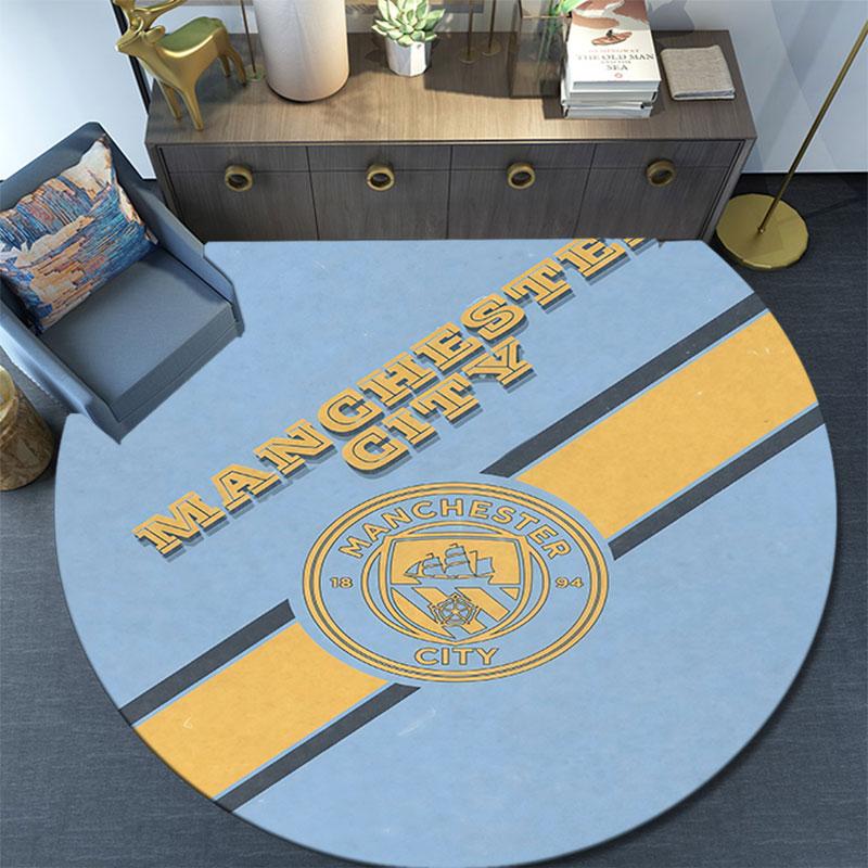 MCFC Pattern Round rug,Carpet Rug for Living Room Bedroom Playroom ,Non-slip Floor Mat,Holiday Gifts and Birthday Gifts.