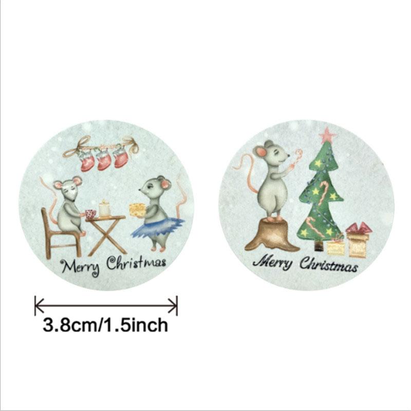 500pcs Round 20 Designs Merry Christmas Thank You Stickers Seal Labels for Envelope Cards Gift Package Scrapbooking Decor