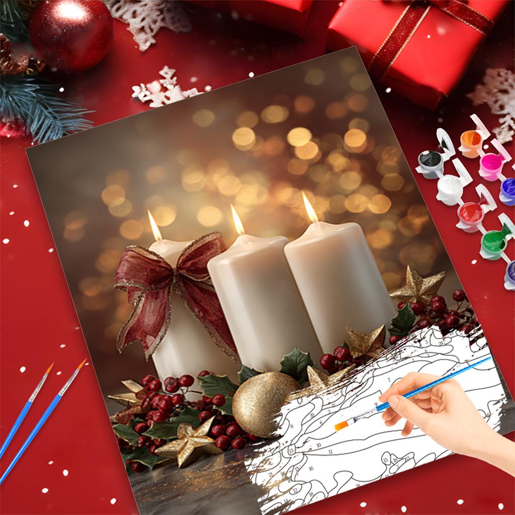 

1 шт. Раскраска по номерам Рождественская свеча Рождественские подарки Расписанное вручную искусство для гостиной Для взрослых Декор для дома 40x50см/16x20дюймов Без рамы 40x50cm NO Frame
