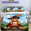 3-teiliges Bettbezug-Set (1 * Bettbezug + 2 * Kissenbezug, ohne Kern), Gestiefelter Kater Druck Bettwäsche-Set, Schlafzimmer-Dekoration, Ganzjahres, Geburtstagsgeschenk
