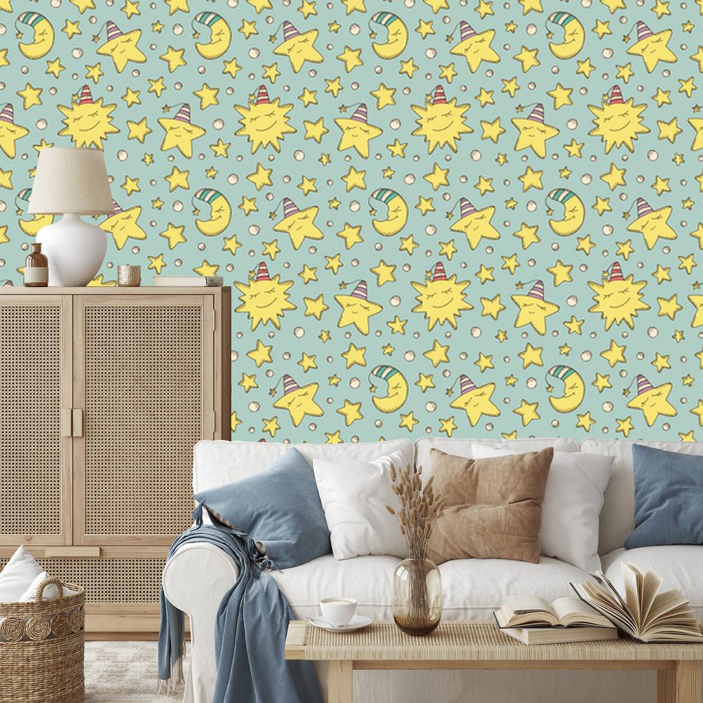 Stars and Moons Wallpaper for Living Room and Bedroom 50x1000