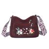 Sporty Casual Lightweight Embroidered Flower Shoulder Bag, Retro Large Capacity Travel Crossbody Bag