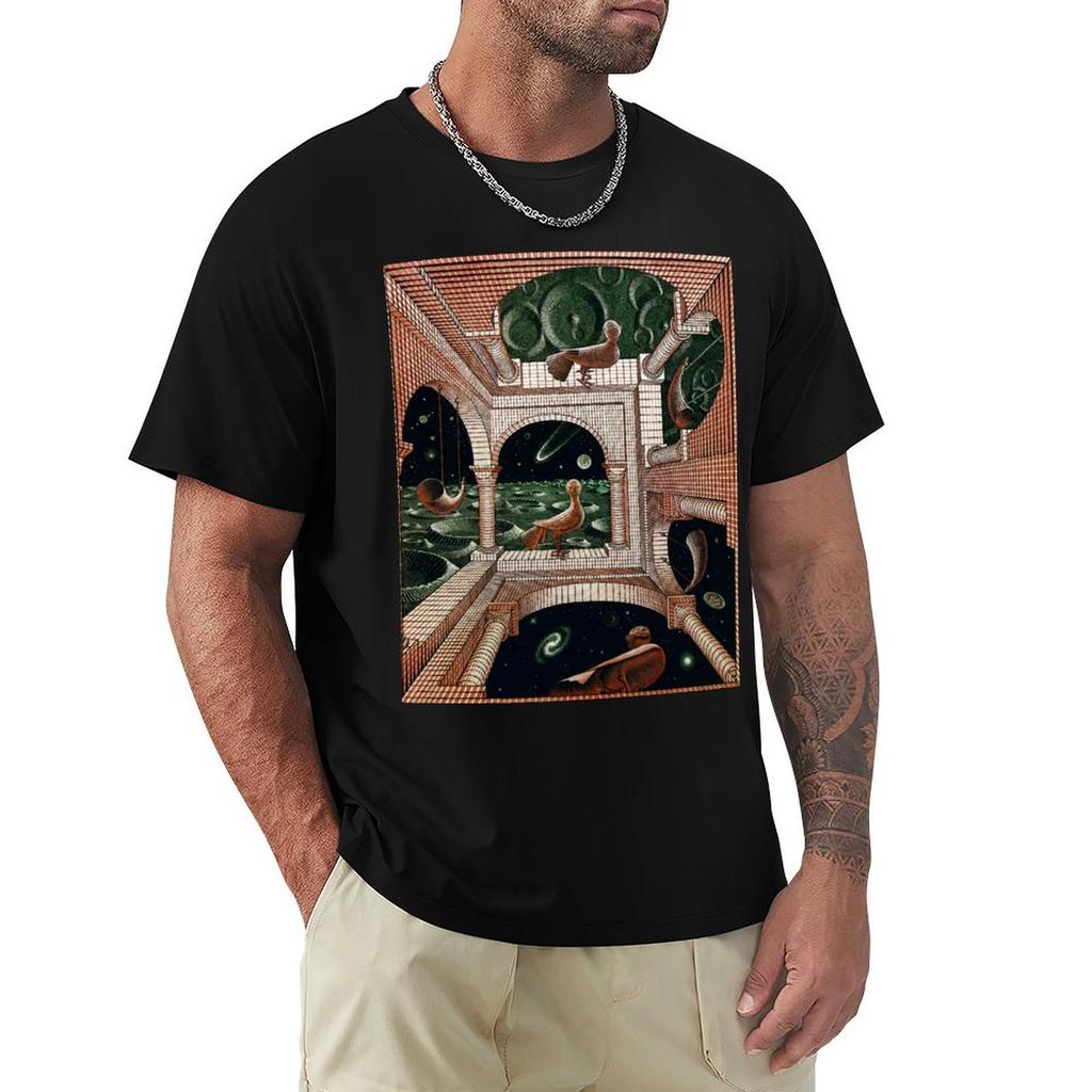 Another World II by M C Escher TShirt Classic Crew Neck Cotton TShirt