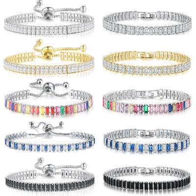 Adjustable Crystal Tennis Bracelets for Women Men Colorful Zircon Folding Buckle Chain Bangle On Hand Party Sexy  Jewelry